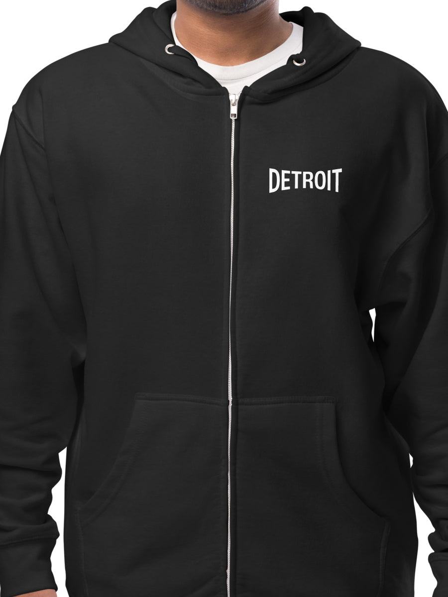 Detroit Champ Premium Unisex Fleece Zip Hoodie - Black / White Hoodie