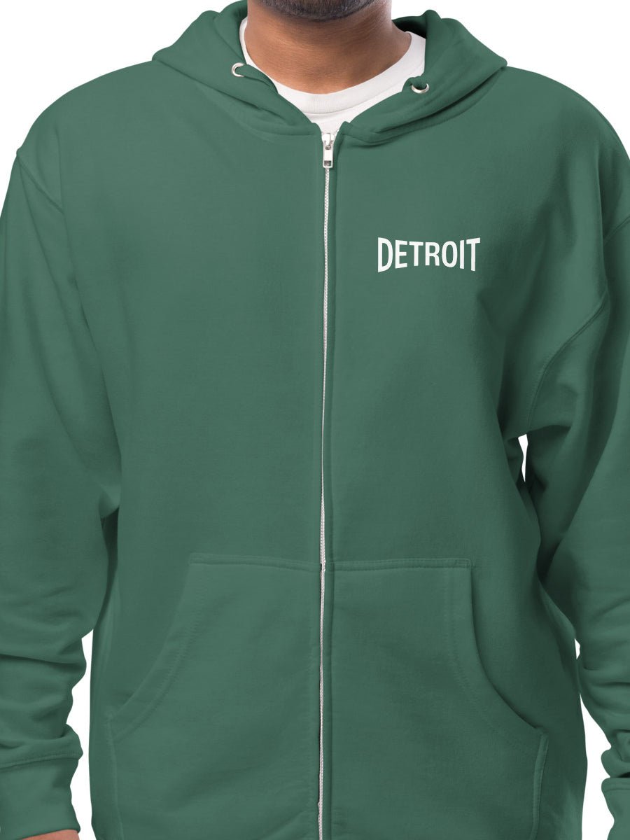 Detroit Champ Premium Unisex Fleece Zip Hoodie - Green / White hoodie