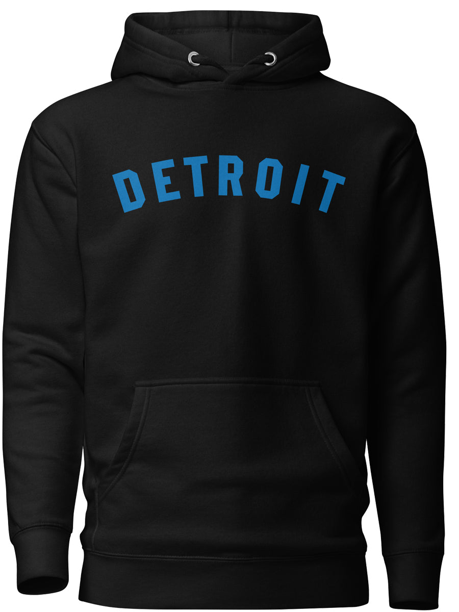 Detroit Classic Premium Pullover Unisex Hoodie - Black / Blue Hoodie