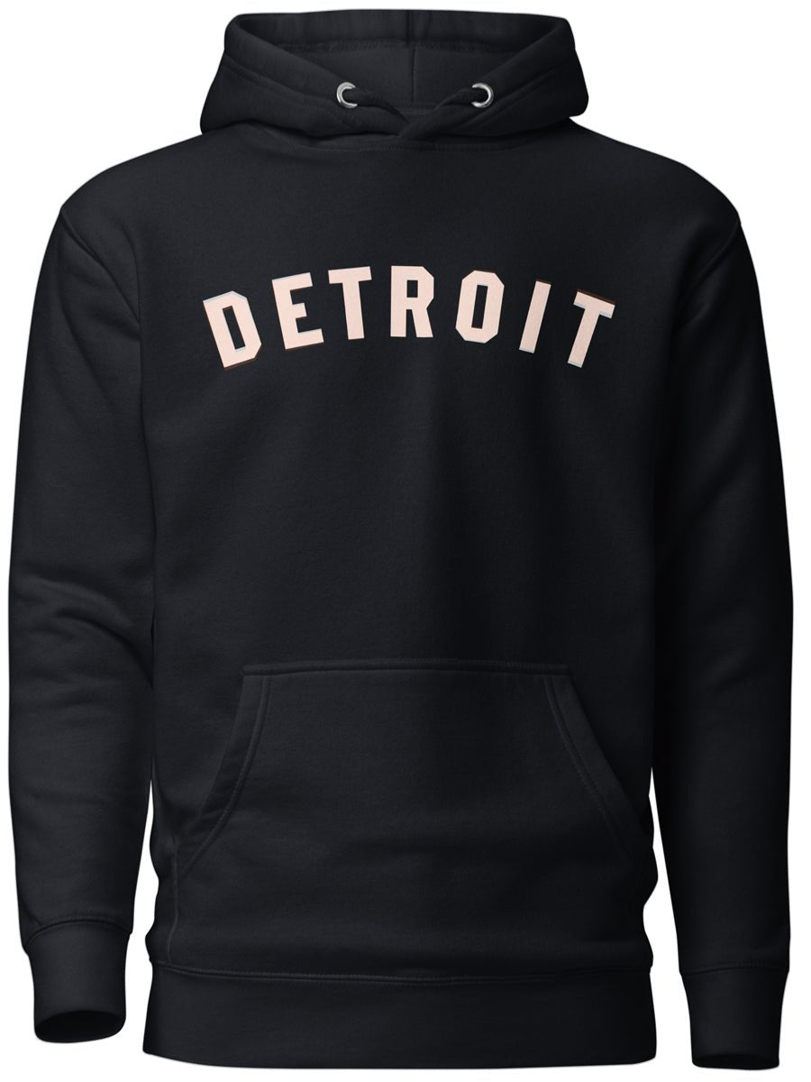 Detroit Classic Premium Pullover Unisex Hoodie - Black / White Hoodie