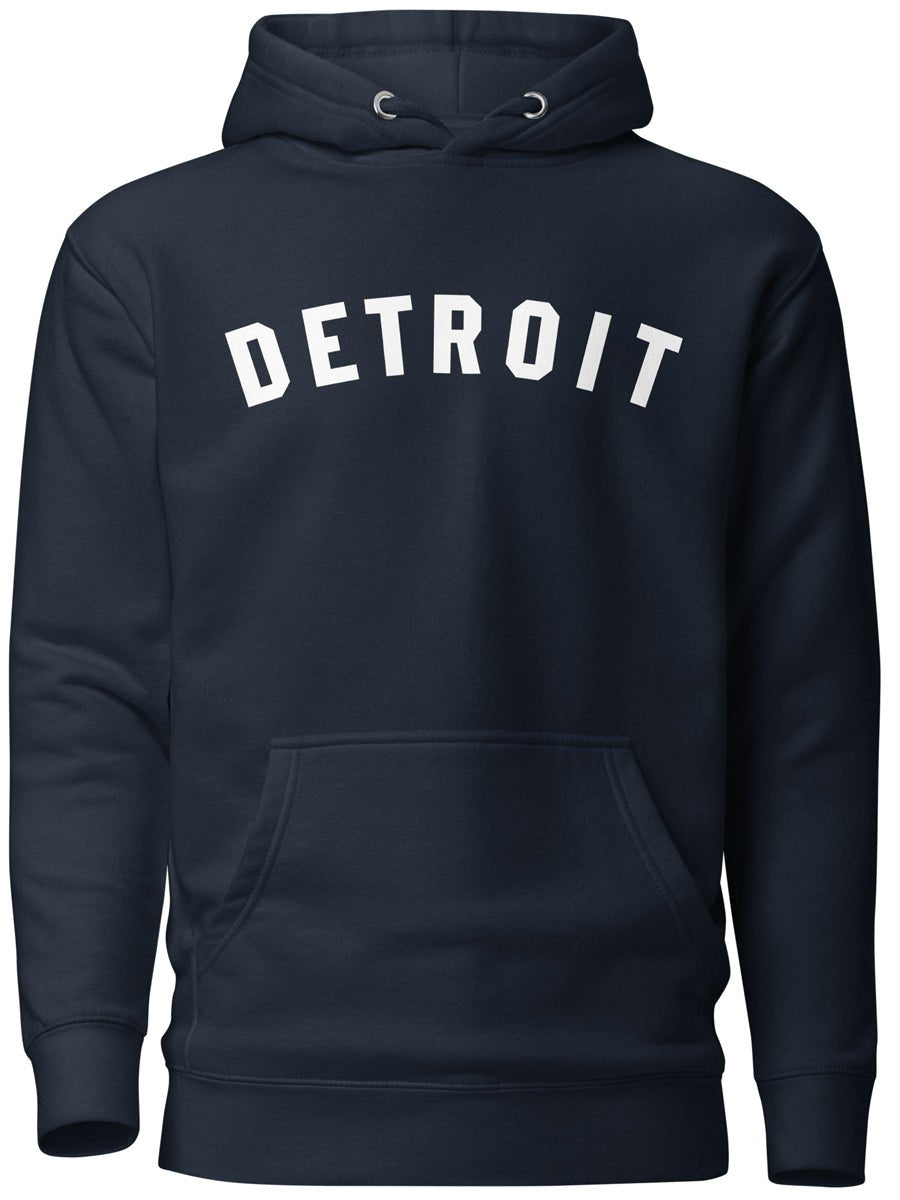 Detroit Classic Premium Pullover Unisex Hoodie - Navy / White Hoodie