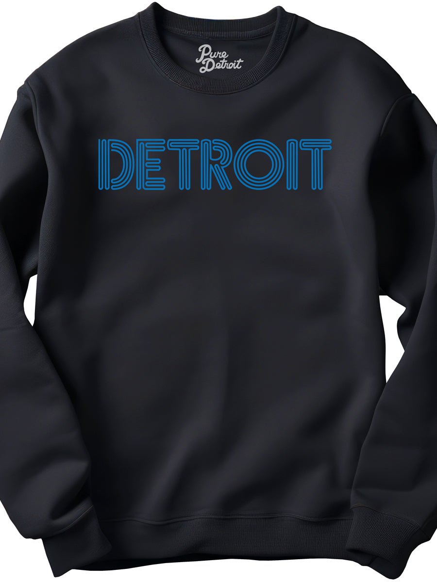 Detroit Neon Unisex Premium Sweatshirt - Black / Blue Sweatshirt
