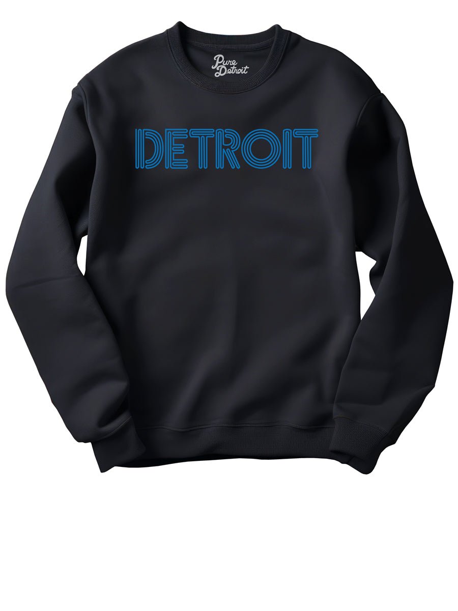 Detroit Neon Unisex Premium Sweatshirt - Black / Blue Sweatshirt