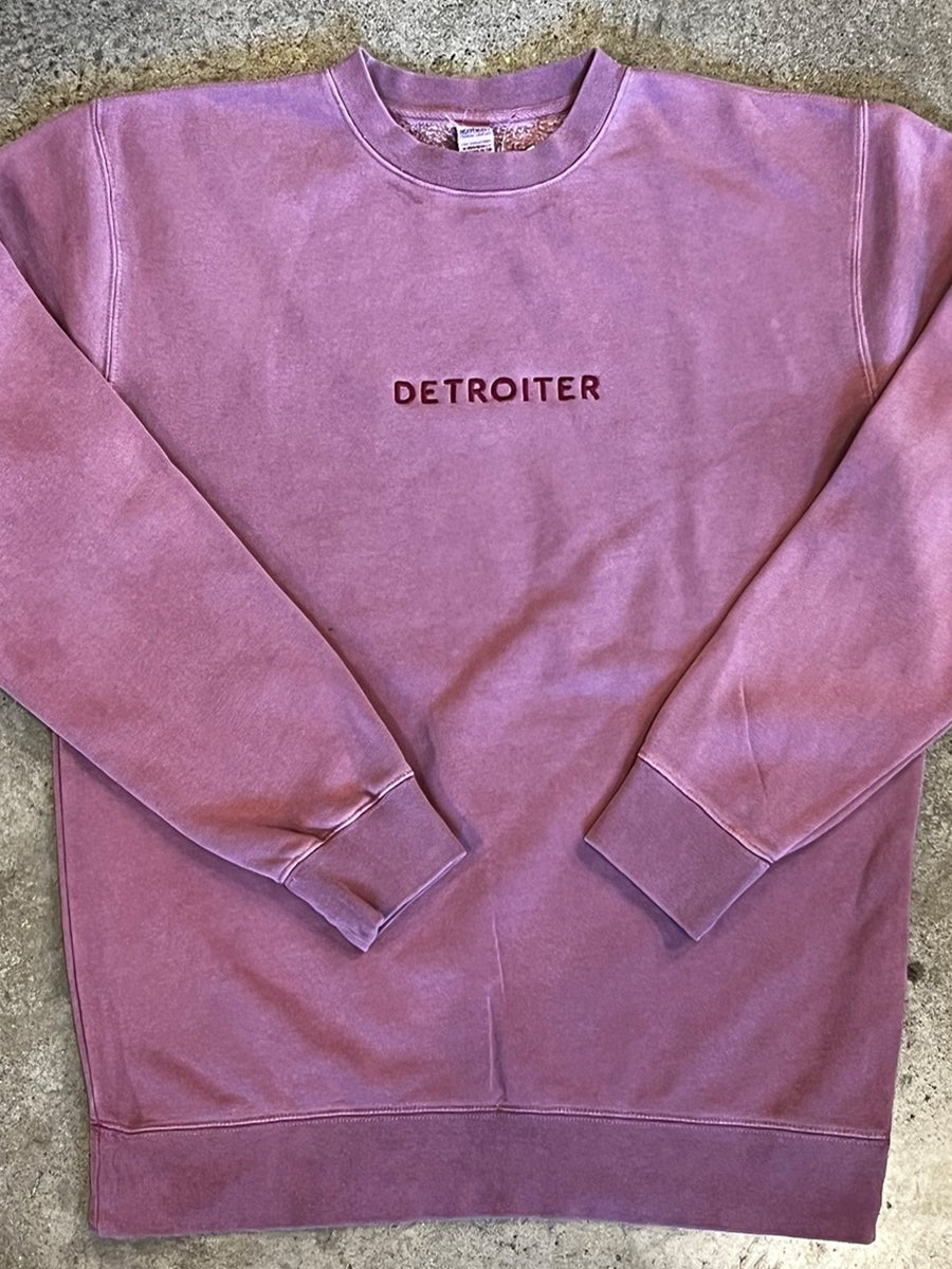 Detroiter Crew Neck - Embroidered / White + Mulberry / Unisex sweatshirt