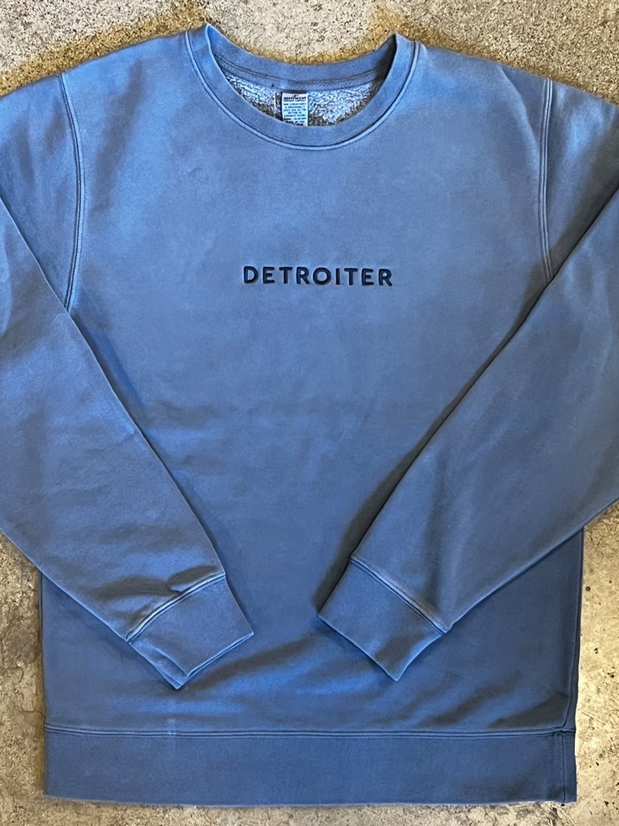Detroiter Crew Neck - Embroidered / White + Slate / Unisex sweatshirt