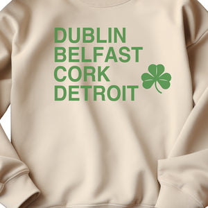 Dublin Belfast Cork Detroit Sweatshirt - Green / Sand sweatshirt   