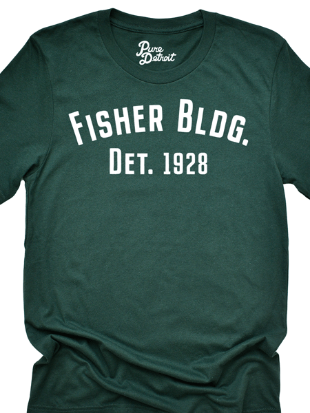 Fisher Building 1928 T-shirt - Green / White Unisex