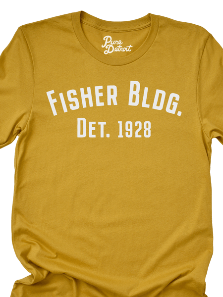 Fisher Building Detroit 1928 T-shirt - Mustard / Off White Unisex Unisex Apparel