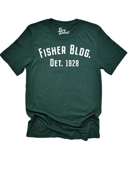 Fisher Building 1928 T-shirt - Green / White Unisex