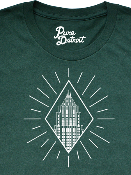 Fiher Building Detroit Unisex T-shirt - Green / White T-Shirt   