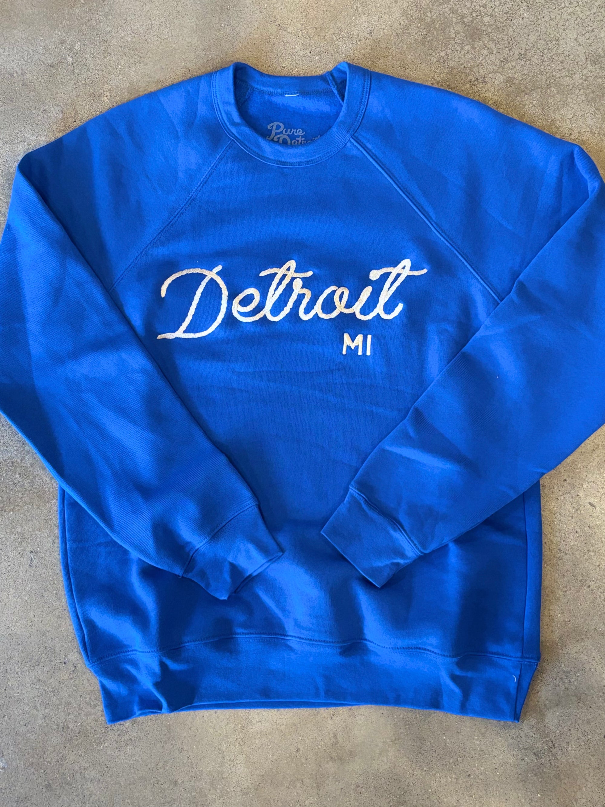 Detroit MI Sweatshirt - Embroidered/ Royal Blue / Unisex Unisex Apparel