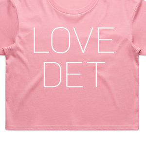 Love Det Women’s Premium Crop Top - White / Bubblegum T-Shirt   