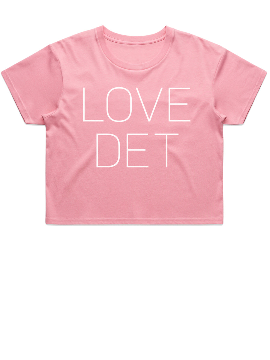 Love Det Women’s Premium Crop Top - White / Bubblegum T-Shirt   