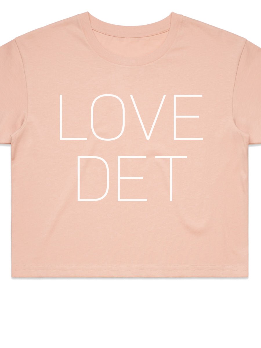 Love Det Women’s Premium Crop Top - White / Dusty Pink T-shirt