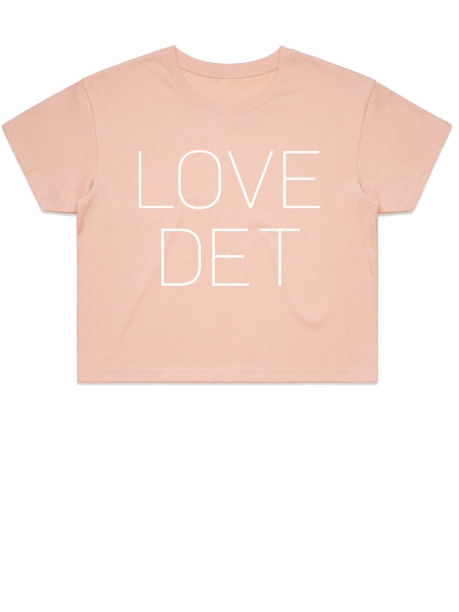 Love Det Women’s Premium Crop Top - White / Dusty Pink T-shirt