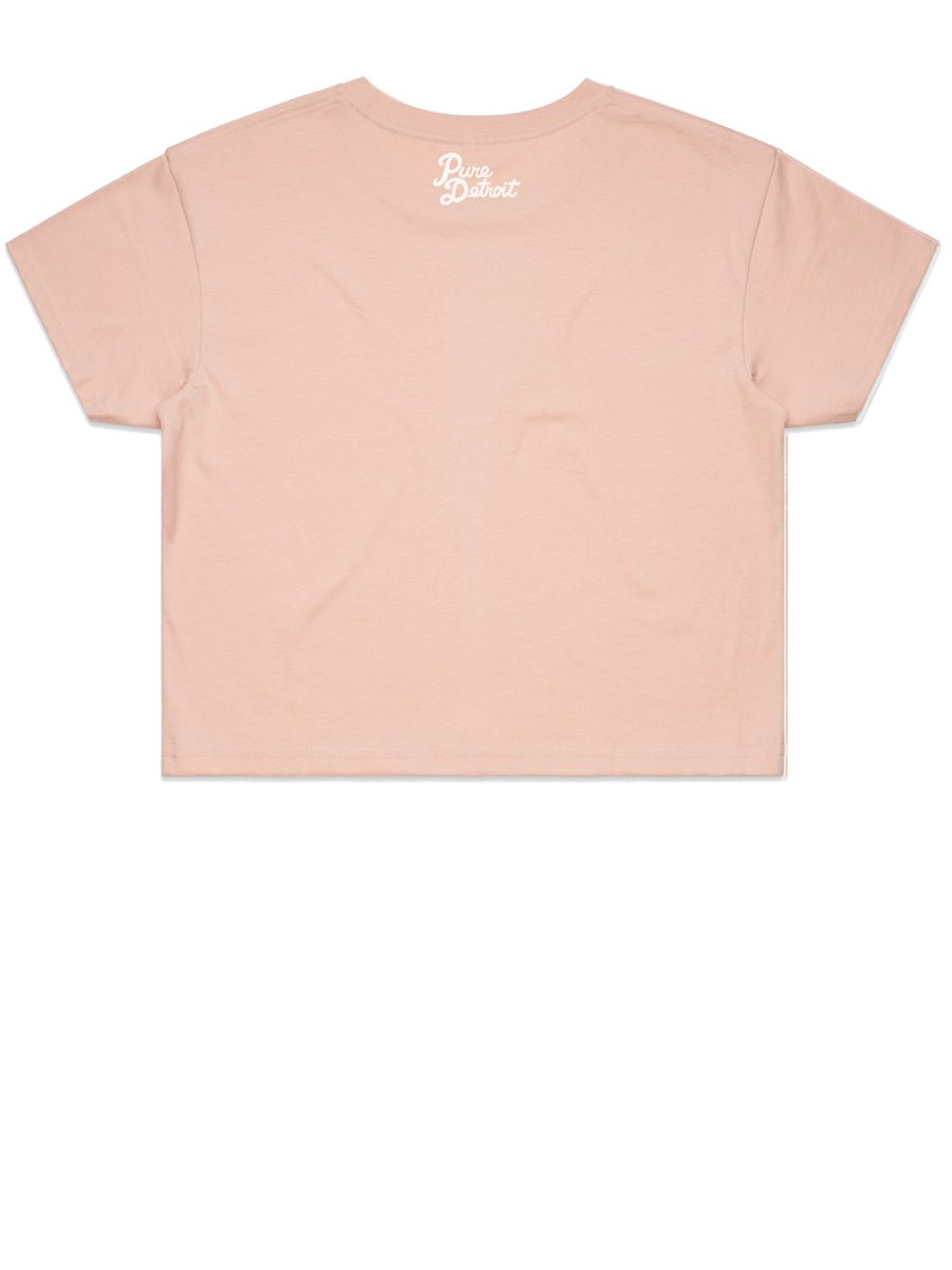 Love Det Women’s Premium Crop Top - White / Dusty Pink T-shirt