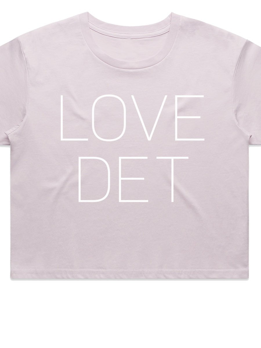 Love Det Women’s Premium Crop Top - White / Orchid T-shirt