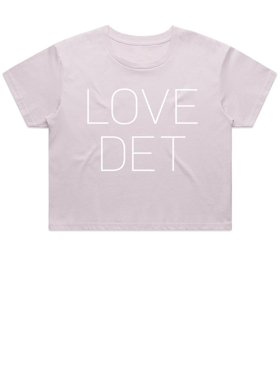 Love Det Women’s Premium Crop Top - White / Orchid T-shirt