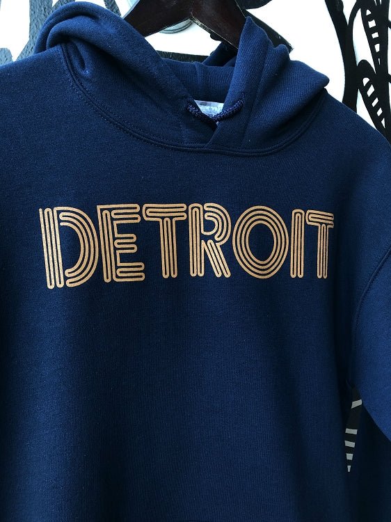 Detroit Neon Pullover Hooded Sweatshirt / Orange + Navy / Unisex Pullover