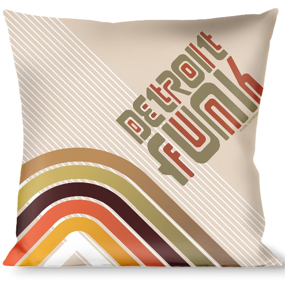 Detroit Funk Throw Pillow - Brown / Orange / Olive / White Throw Pillows