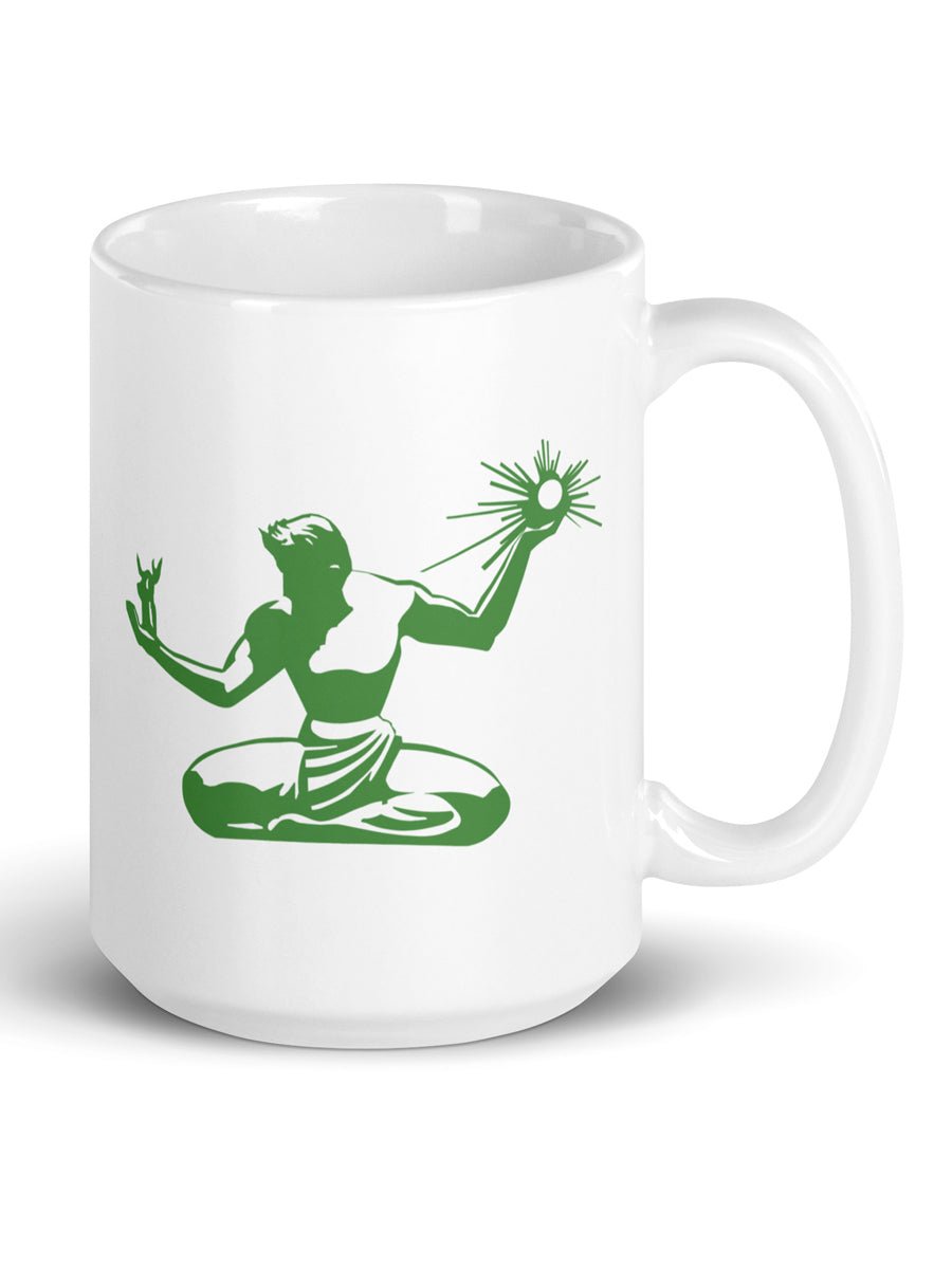 Spirit of Detroit Ceramic Coffee Mug 15 oz - White / Green