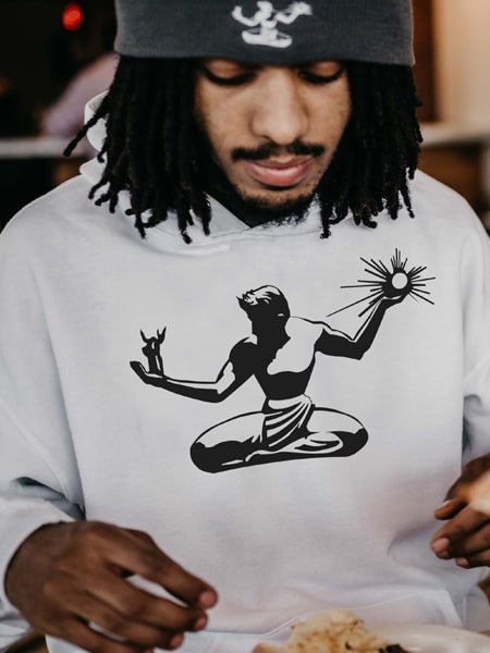 Spirit of Detroit Pullover Hoodie - White / Black Unisex sweatshirt