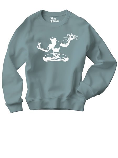 Spirit of Detroit Premium Sweatshirt - White / Blue Lagoon Clothing