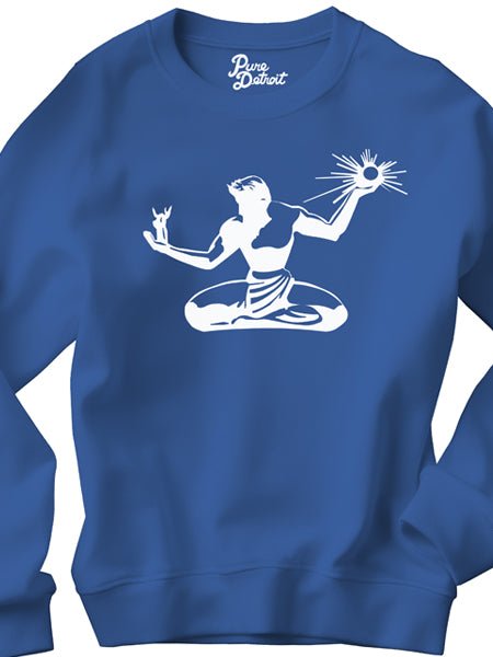 Spirit of Detroit Premium Sweatshirt - White / Royal Blue Clothing