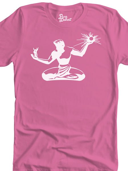 Spirit of Detroit Unisex T-shirt - White / Pink t-shirt
