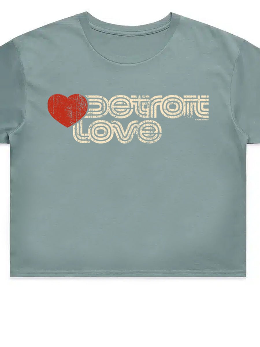 Sporty Detroit Love Women’s Crop Top - Mineral Gray t-shirt