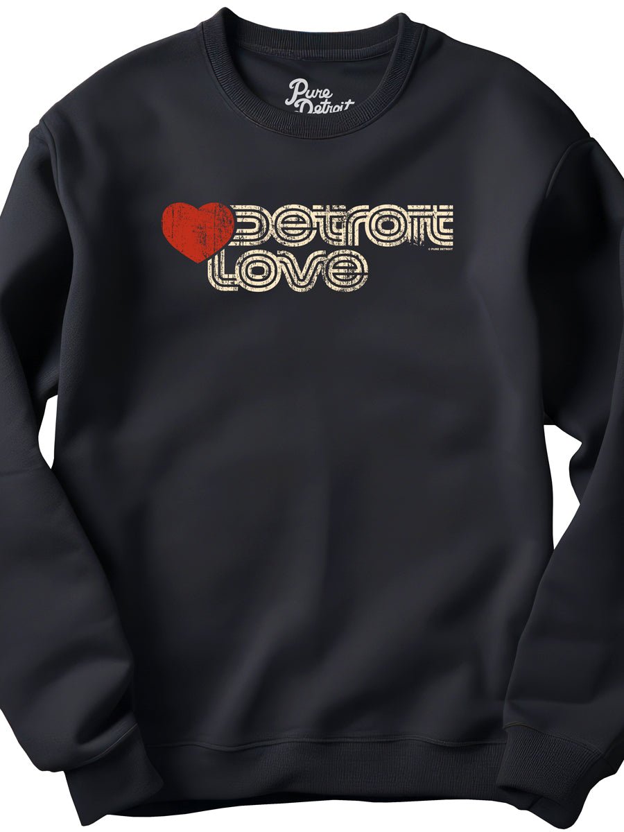 Sporty Detroit Love Unisex Premium Sweatshirt - Black Sweatshirt