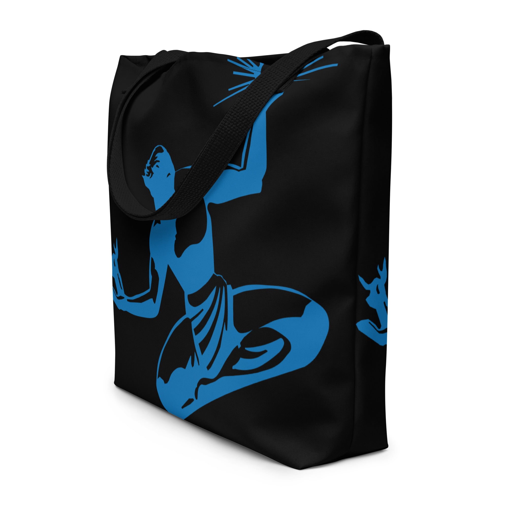 Spirit of Detroit All-Over Print Large Tote Bag - Black / Blue Tote Bag Default Title