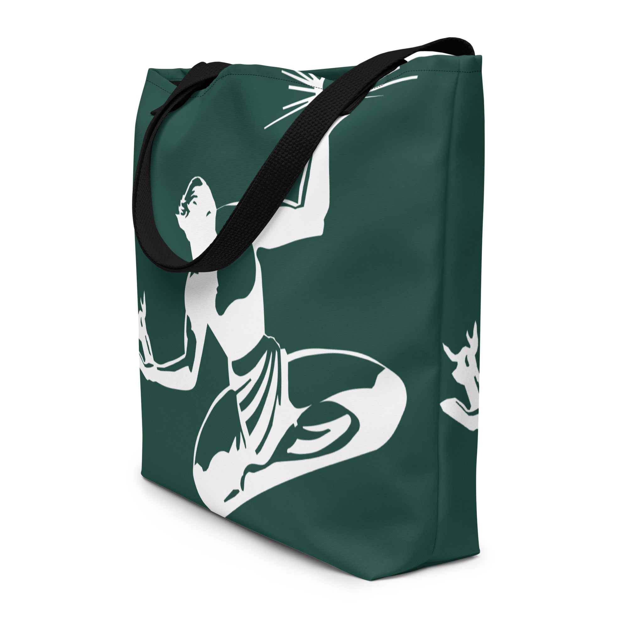 Spirit of Detroit All-Over Print Large Tote Bag - Green / White Tote Bag Default Title