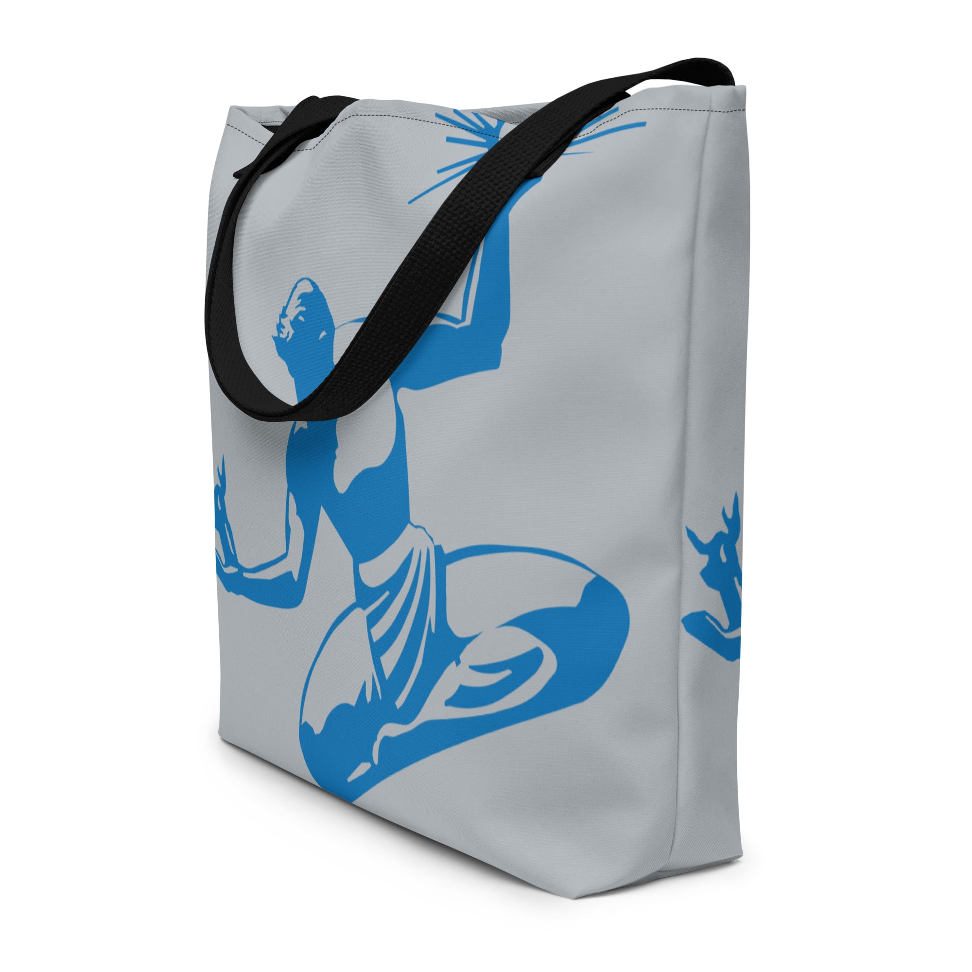 Spirit of Detroit All-Over Print Large Tote Bag - Silver / Blue Tote Bag Default Title