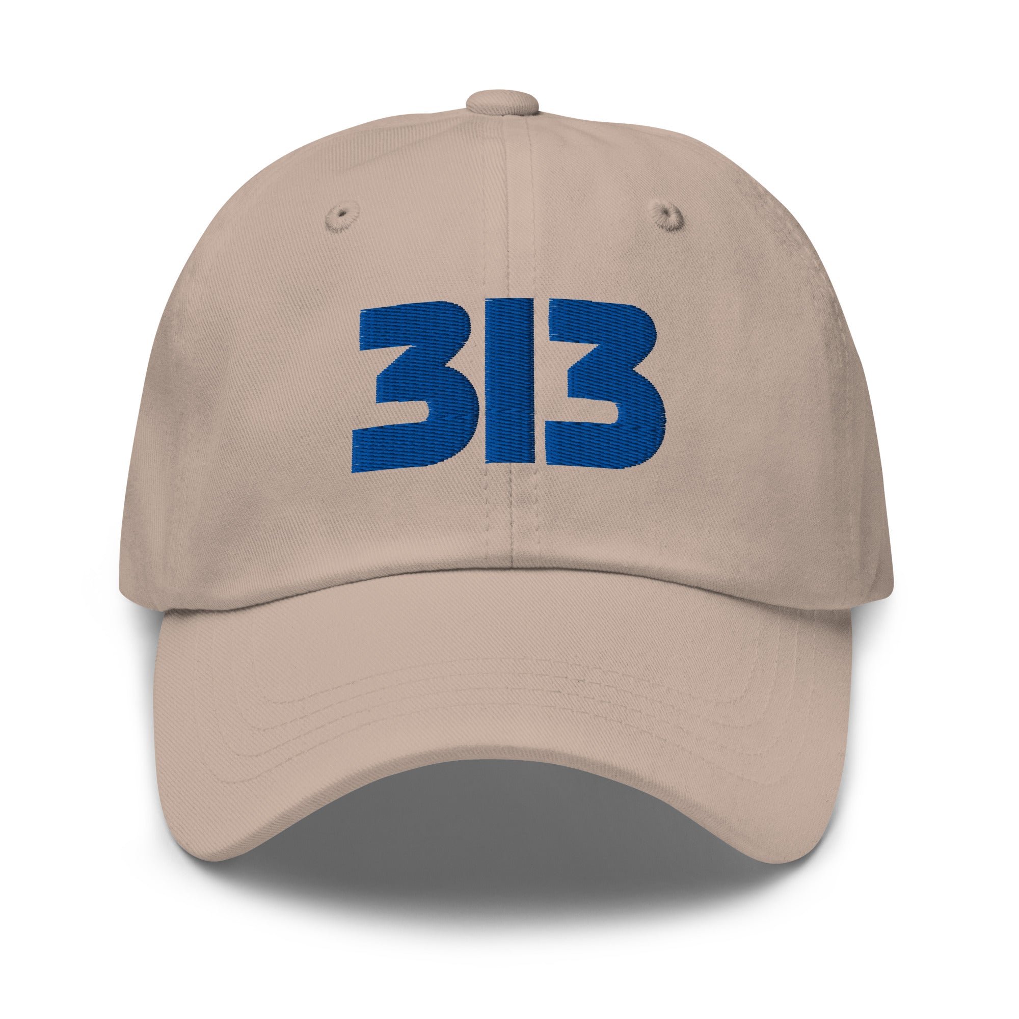 313 Detroit Embroidered Dad Hat - Stone / Blue Dad Hat Default Title