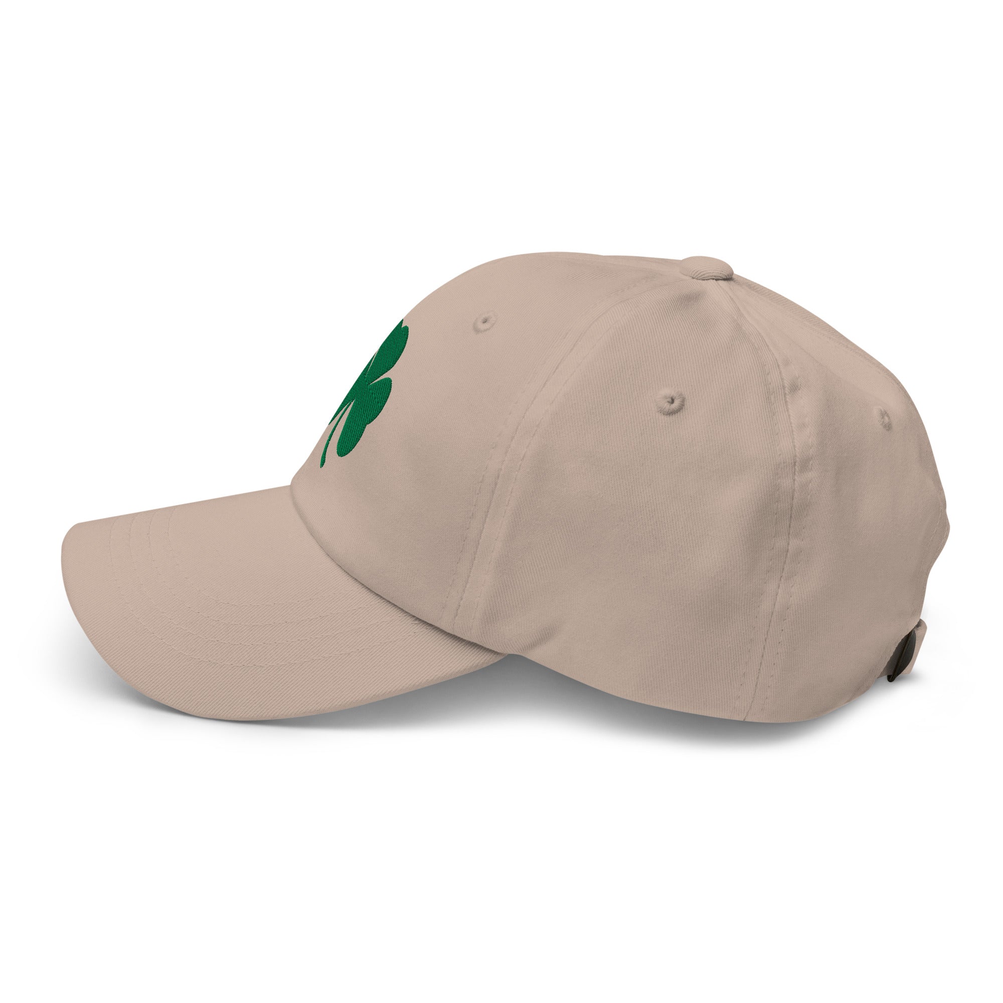 Shamrock Embroidered Cotton Twill Dad Hat - Stone / Green