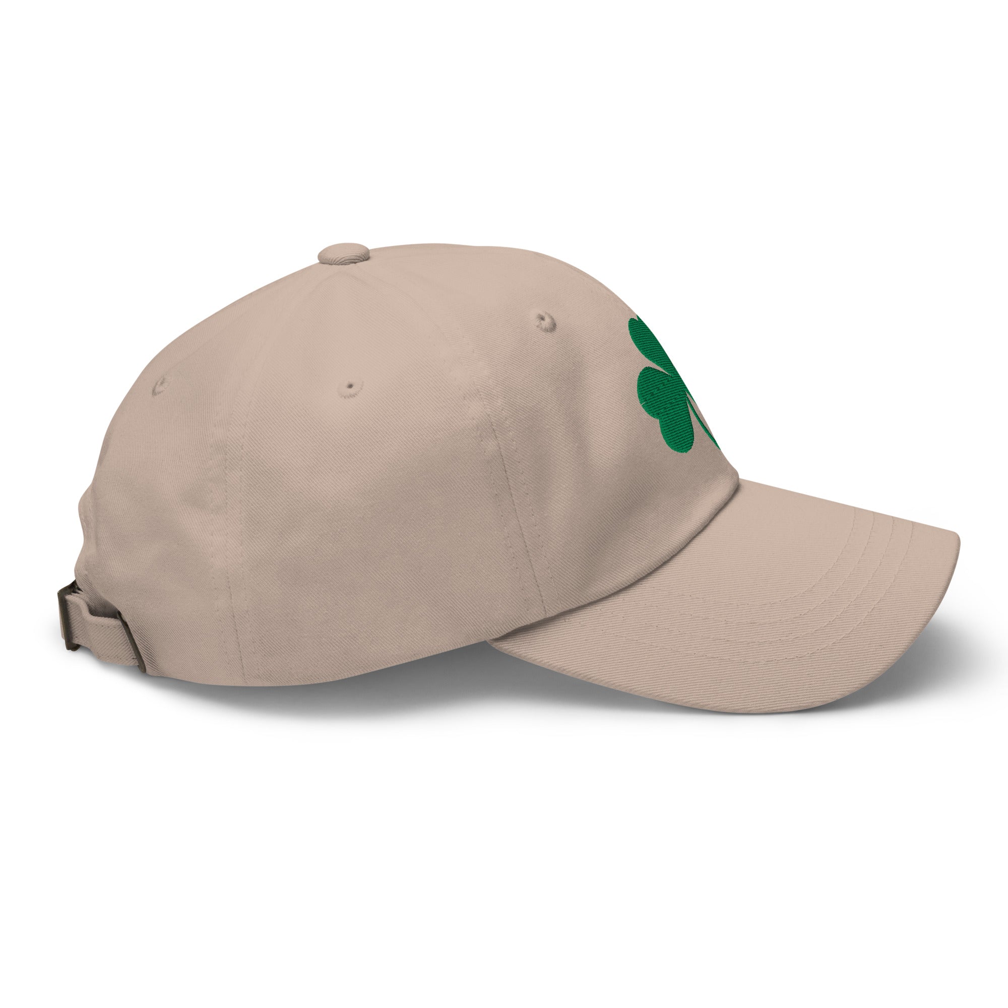 Shamrock Embroidered Cotton Twill Dad Hat - Stone / Green