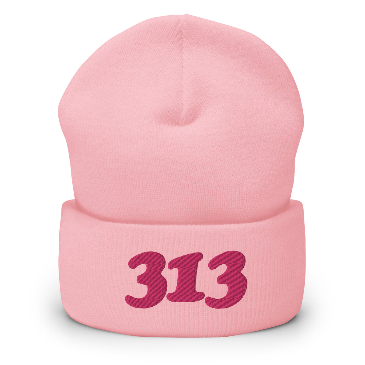313 Embroidered Cuffed Beanie - Pink Default Title