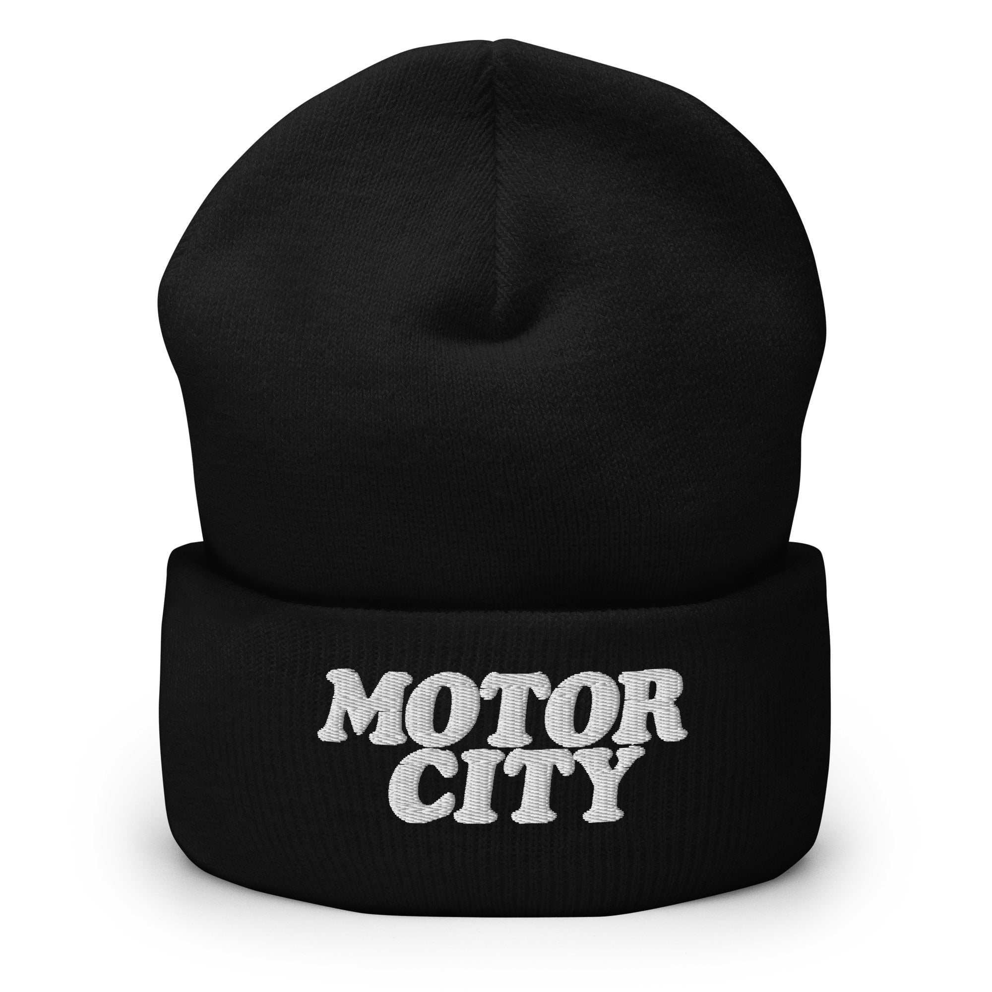 Motor City Embroidered Cuffed Beanie - Black / White Default Title