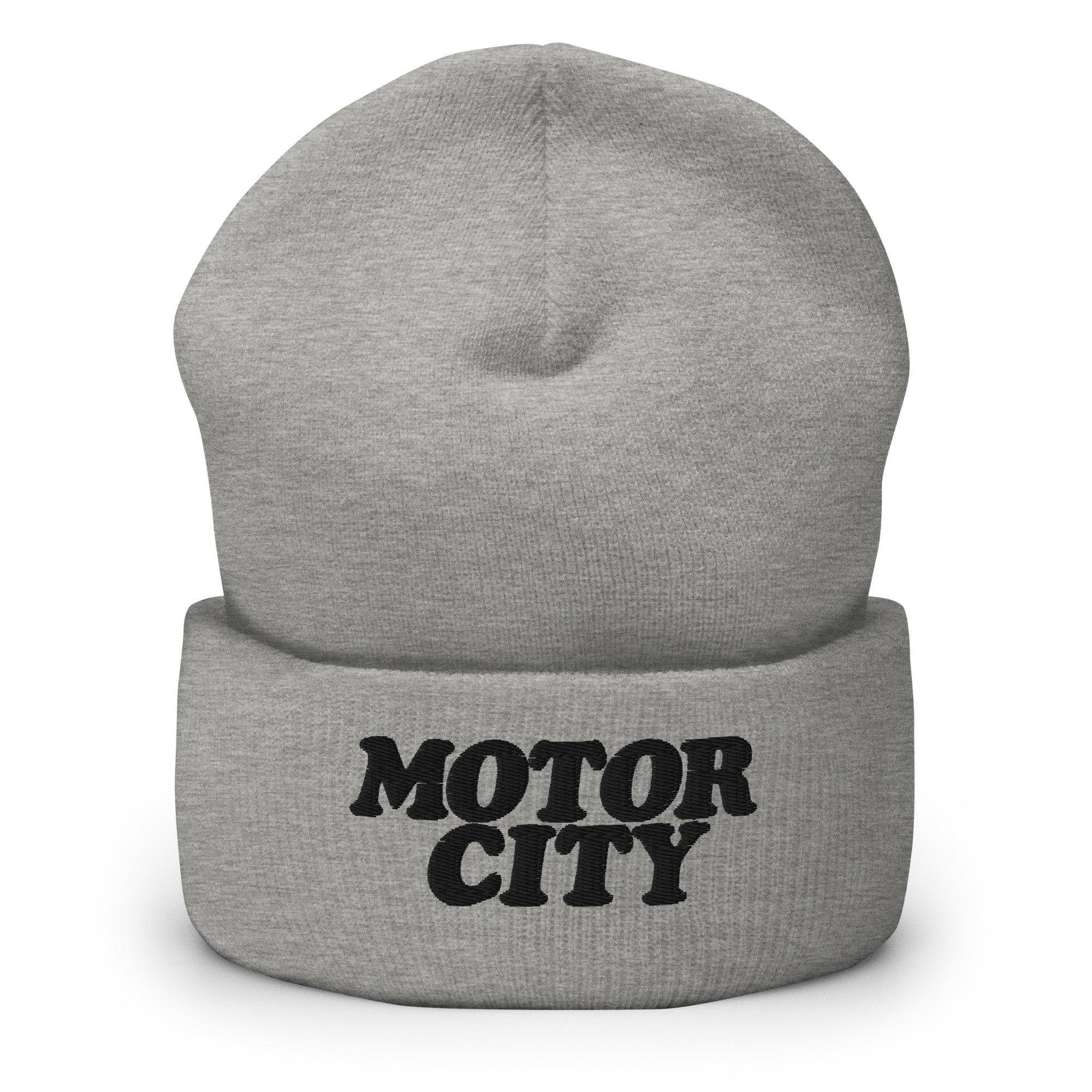 Motor City Embroidered Cuffed Beanie - Gray / Black Default Title