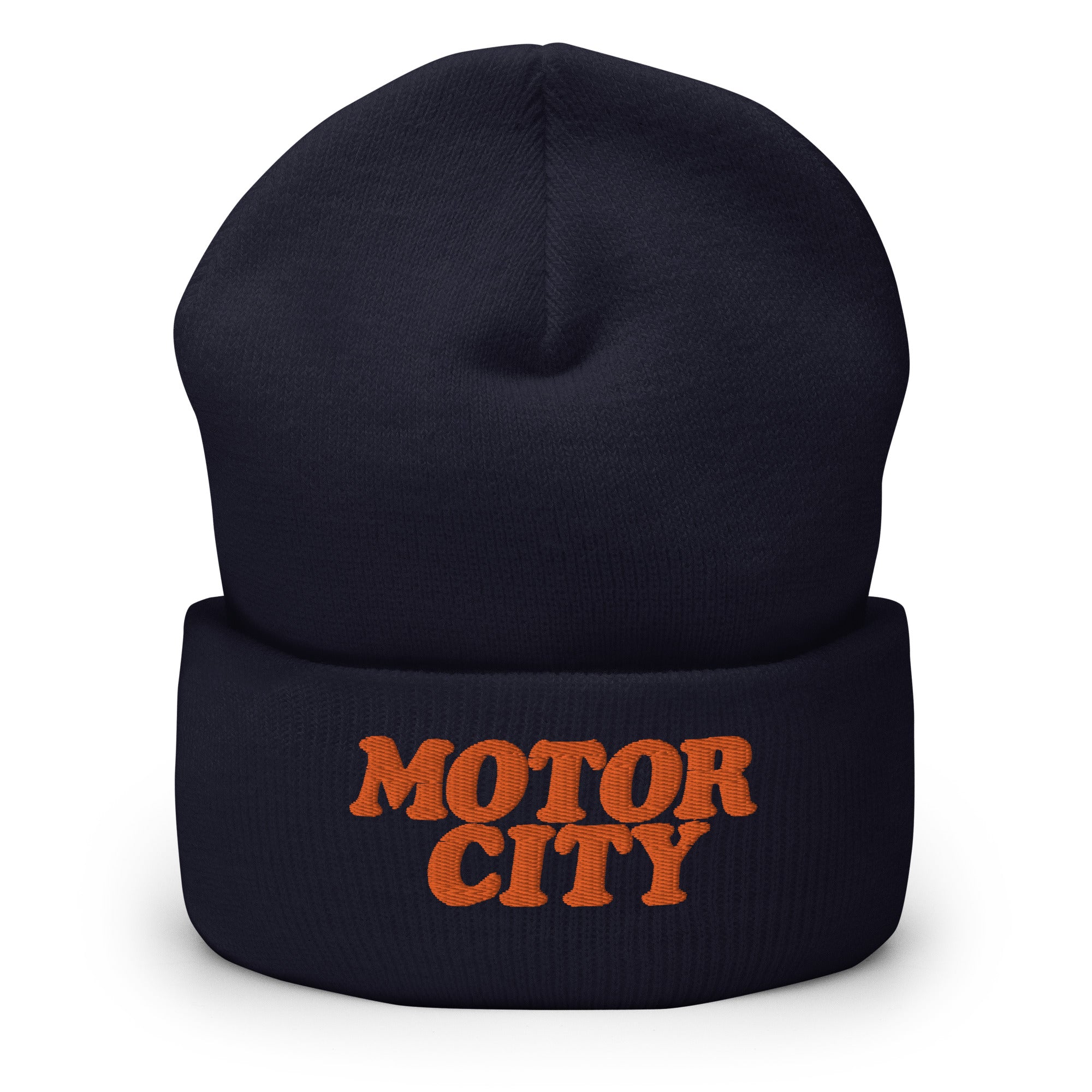 Motor City Embroidered Cuffed Beanie - Navy / Orange Default Title