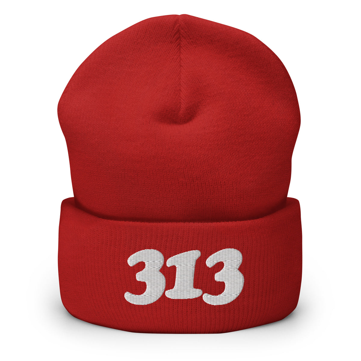 313 Embroidered Cuffed Beanie - Red / White beanie Default Title