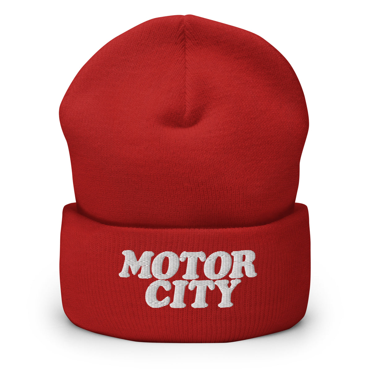 Motor City Embroidered Cuffed Beanie - Red / White Default Title