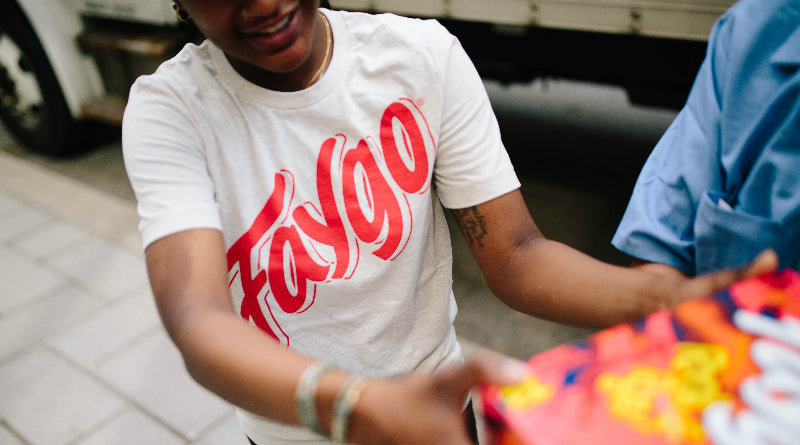Faygo X Pure Detroit t-shirt - Red Faygo logo on white t-shirt
