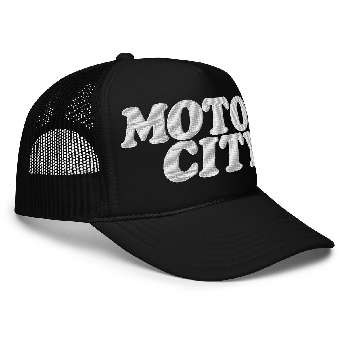 Motor City Foam Trucker Hat - Black - Embroidered with White Hat