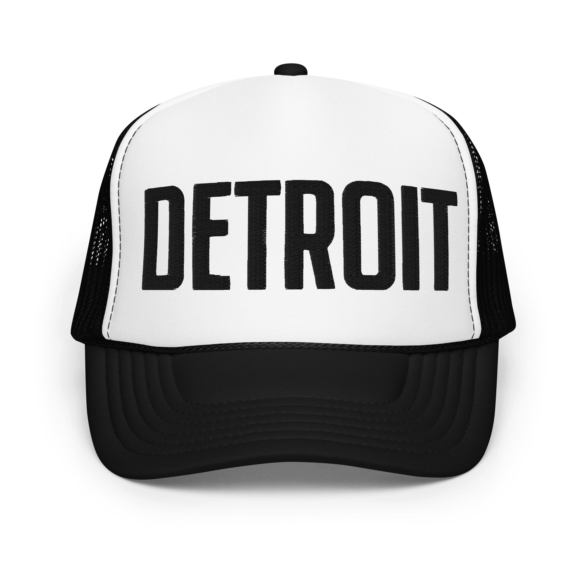 Detroit Foam Trucker Hat - Black & White - Embroidered Hat Default Title