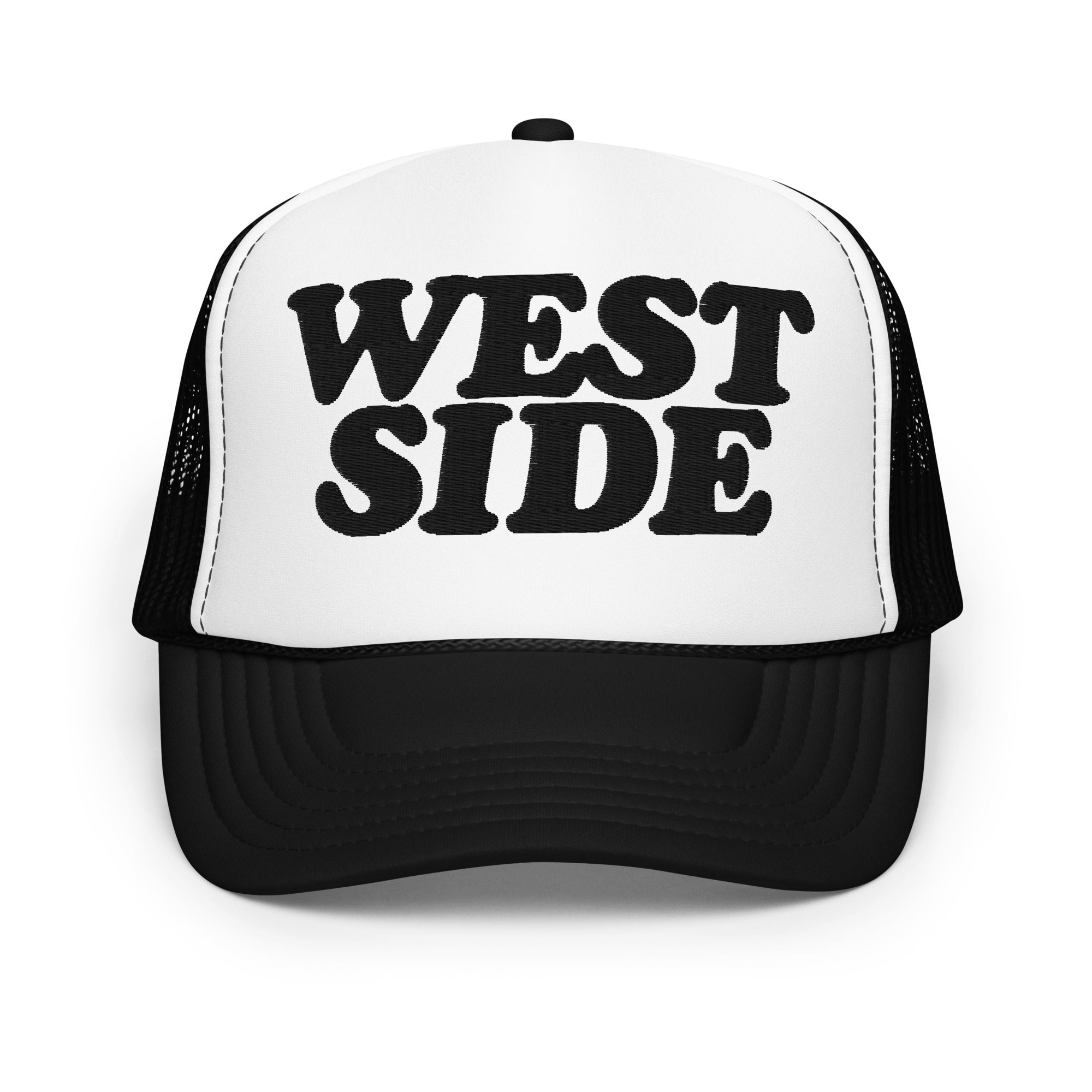 West Side Foam Trucker Hat - Embroidered - Black and White - Embroidered in Black Hat Default Title