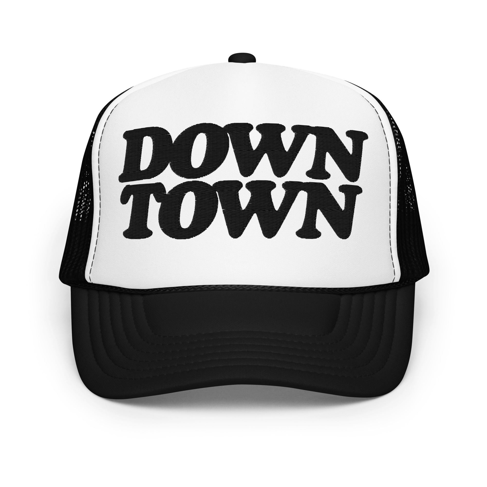 Downtown Foam Trucker Hat - Embroidered - Black / White Hat Default Title