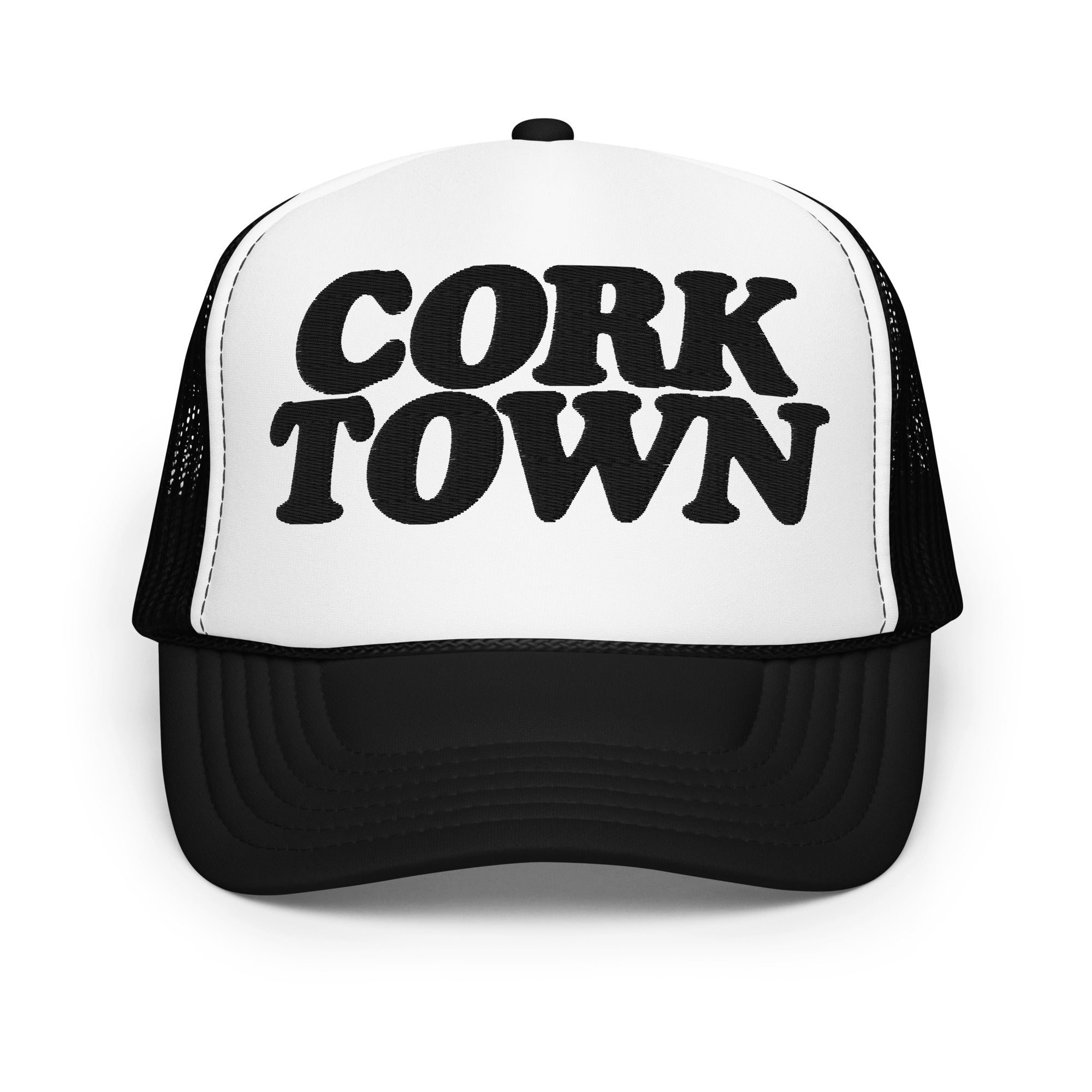 Corktown Foam Trucker Hat - Embroidered - Black / White Hat Default Title