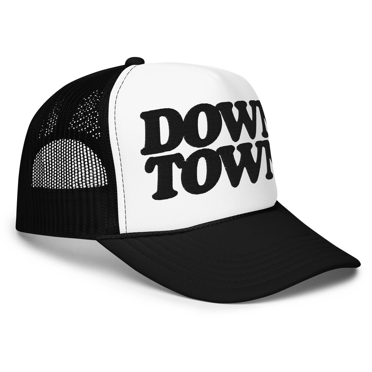 Downtown Foam Trucker Hat - Embroidered - Black / White    
